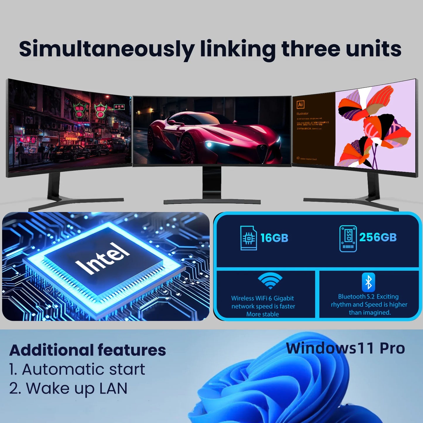Portable i9 Mini PC Computer Windows 11 Intel Core i9 8950HK 16GB 1TB Gaming Computer Dual-Band WiFi 6-Core Mini Desktop PC