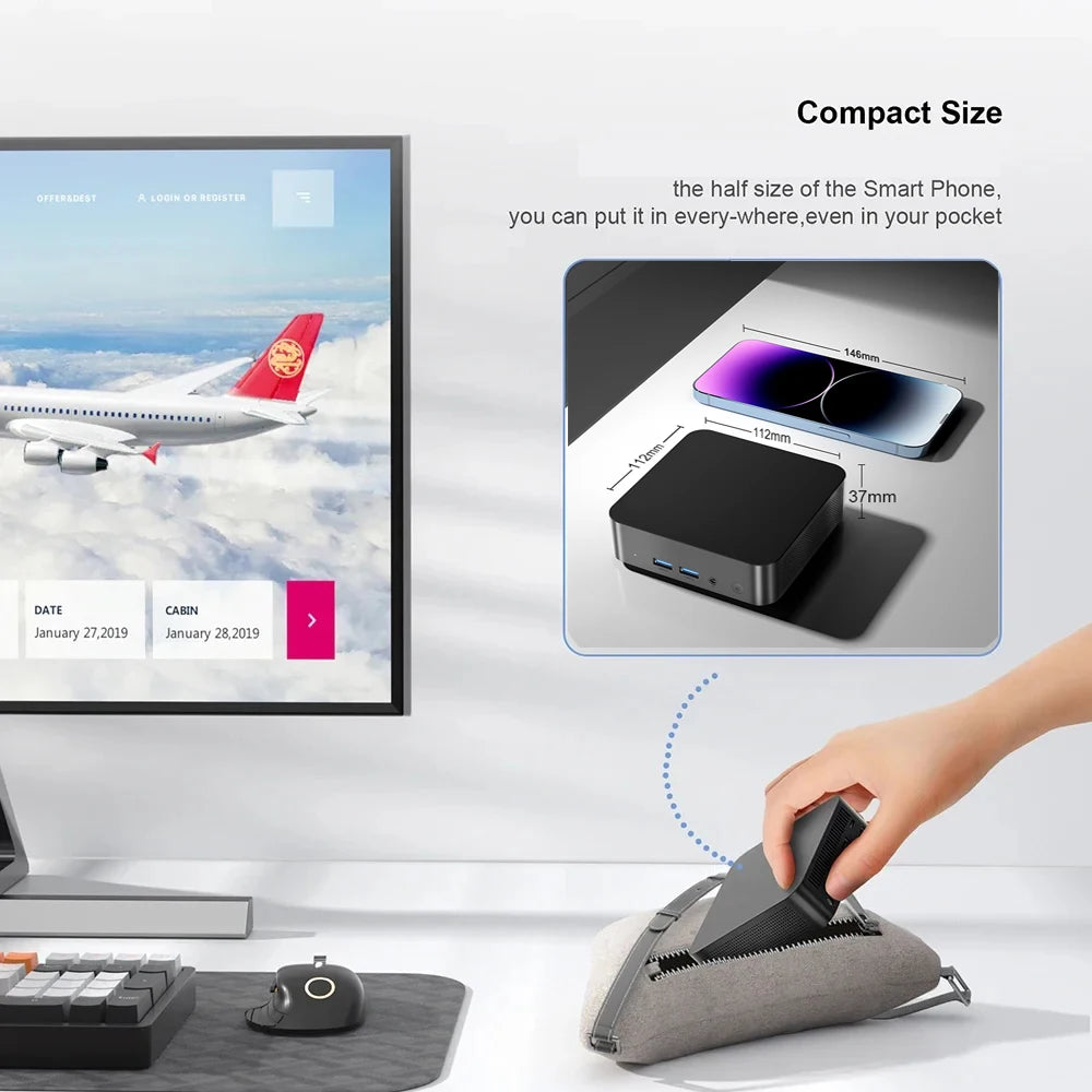 Portable i9 Mini PC Computer Windows 11 Intel Core i9 8950HK 16GB 1TB Gaming Computer Dual-Band WiFi 6-Core Mini Desktop PC