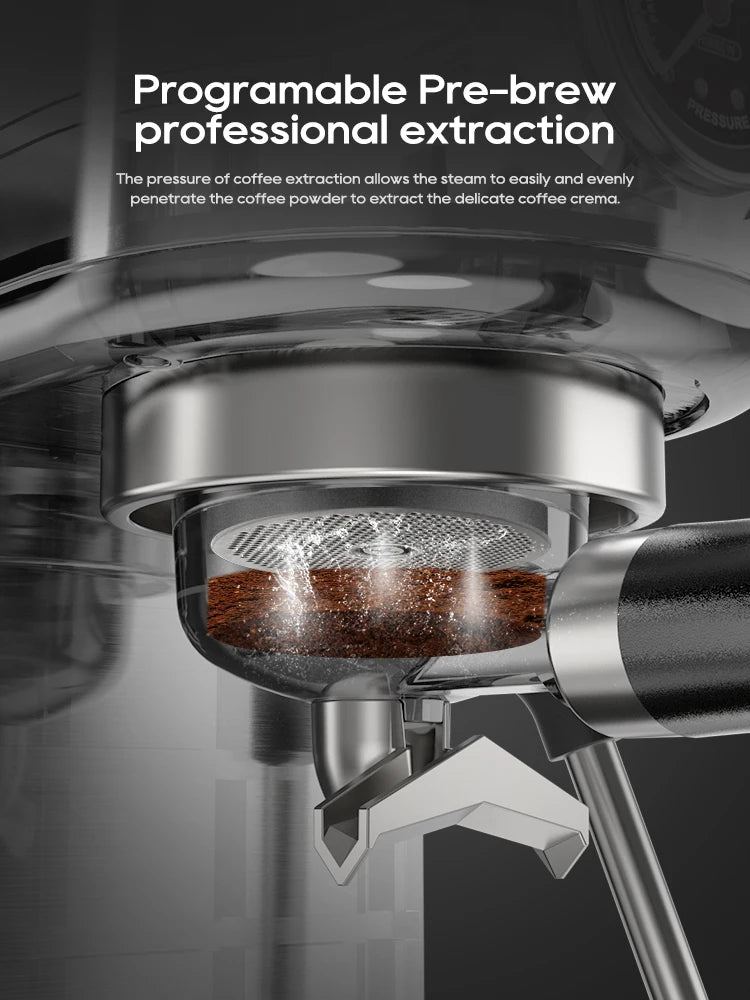 20Bar Semi Automatic Espresso Coffee Machine Temperature Adjustable Cold/Hot Super Slim Coffee Maker Cappuccino H10B