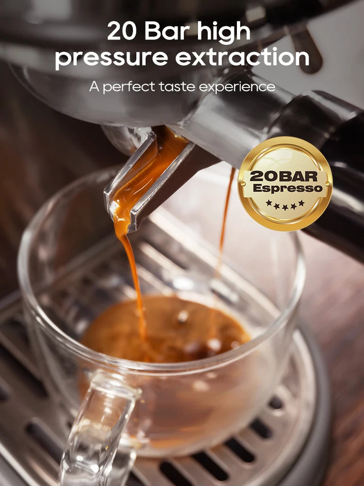 20Bar Semi Automatic Espresso Coffee Machine Temperature Adjustable Cold/Hot Super Slim Coffee Maker Cappuccino H10B