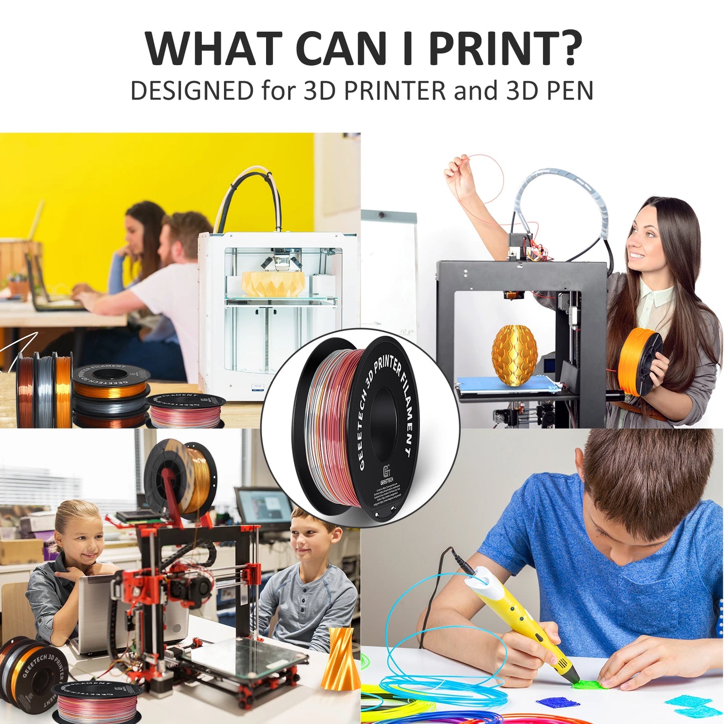 Standard PLA Filament 1kg 1.75mm 3D Printer Plastic Material, Accuracy 0.03mm, Fit Most FDM Printer