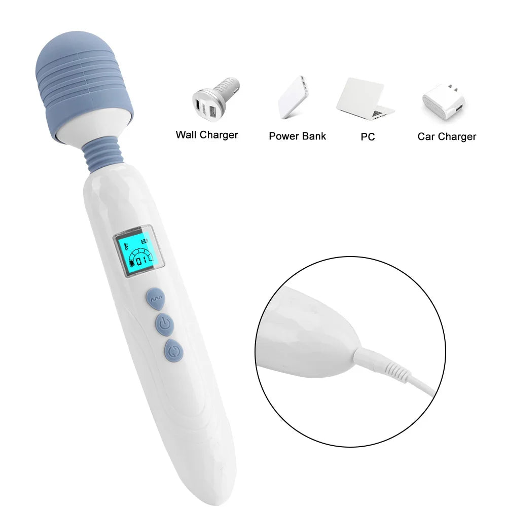 36 Speed LCD AV Stick Vibrator, Massager Magic Wand, Clitoris Stimulate Heated G Spot Vibrator, Female Masturbation Sex Shop
