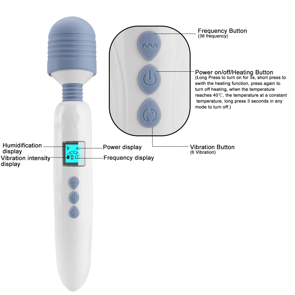 36 Speed LCD AV Stick Vibrator, Massager Magic Wand, Clitoris Stimulate Heated G Spot Vibrator, Female Masturbation Sex Shop