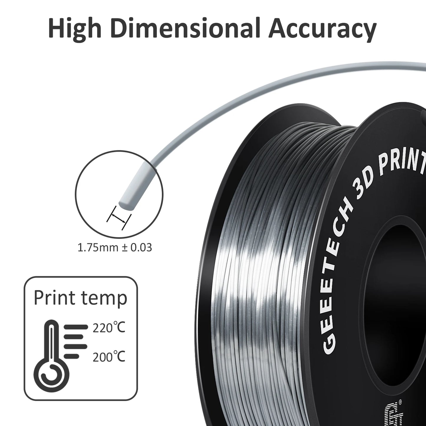 Standard PLA Filament 1kg 1.75mm 3D Printer Plastic Material, Accuracy 0.03mm, Fit Most FDM Printer