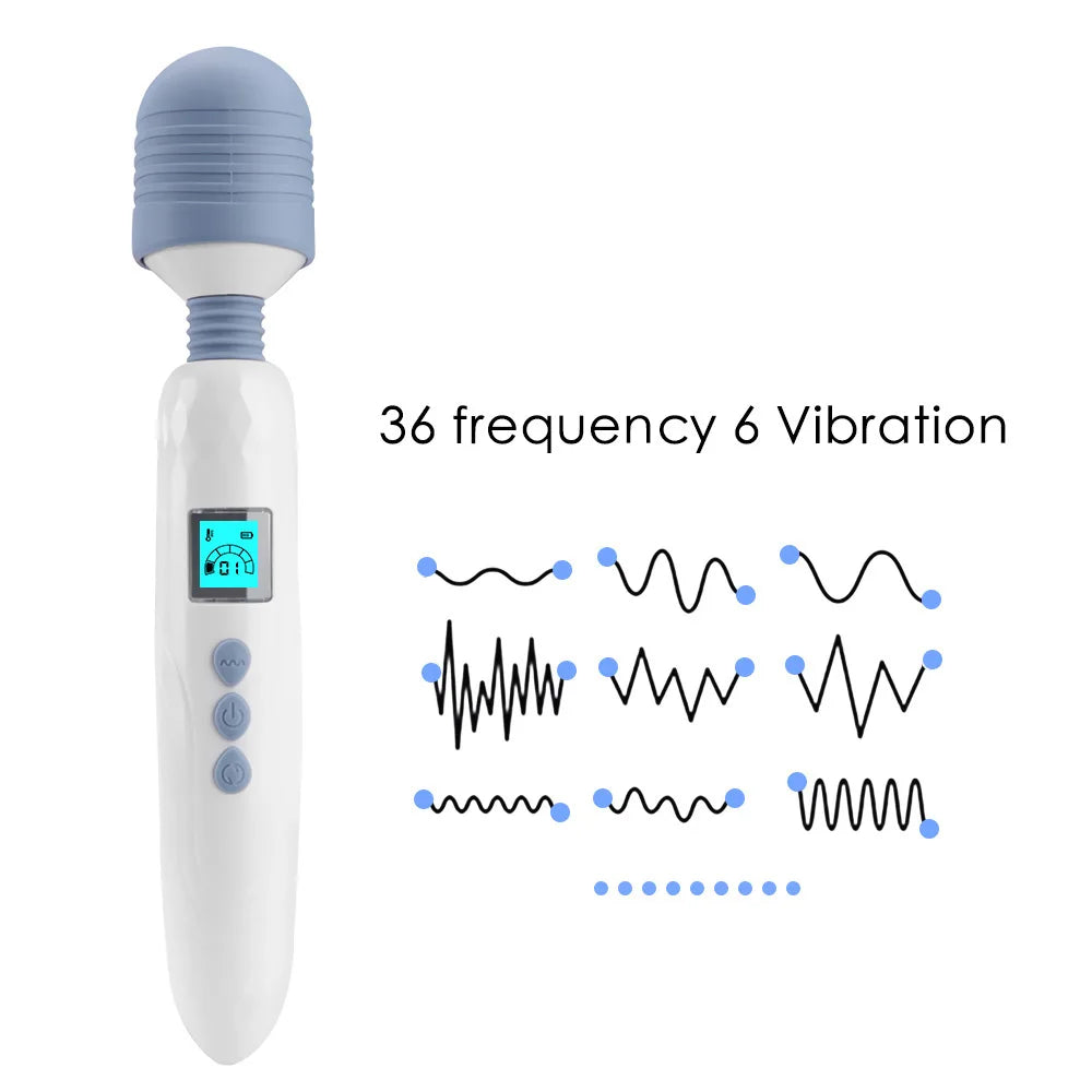 36 Speed LCD AV Stick Vibrator, Massager Magic Wand, Clitoris Stimulate Heated G Spot Vibrator, Female Masturbation Sex Shop