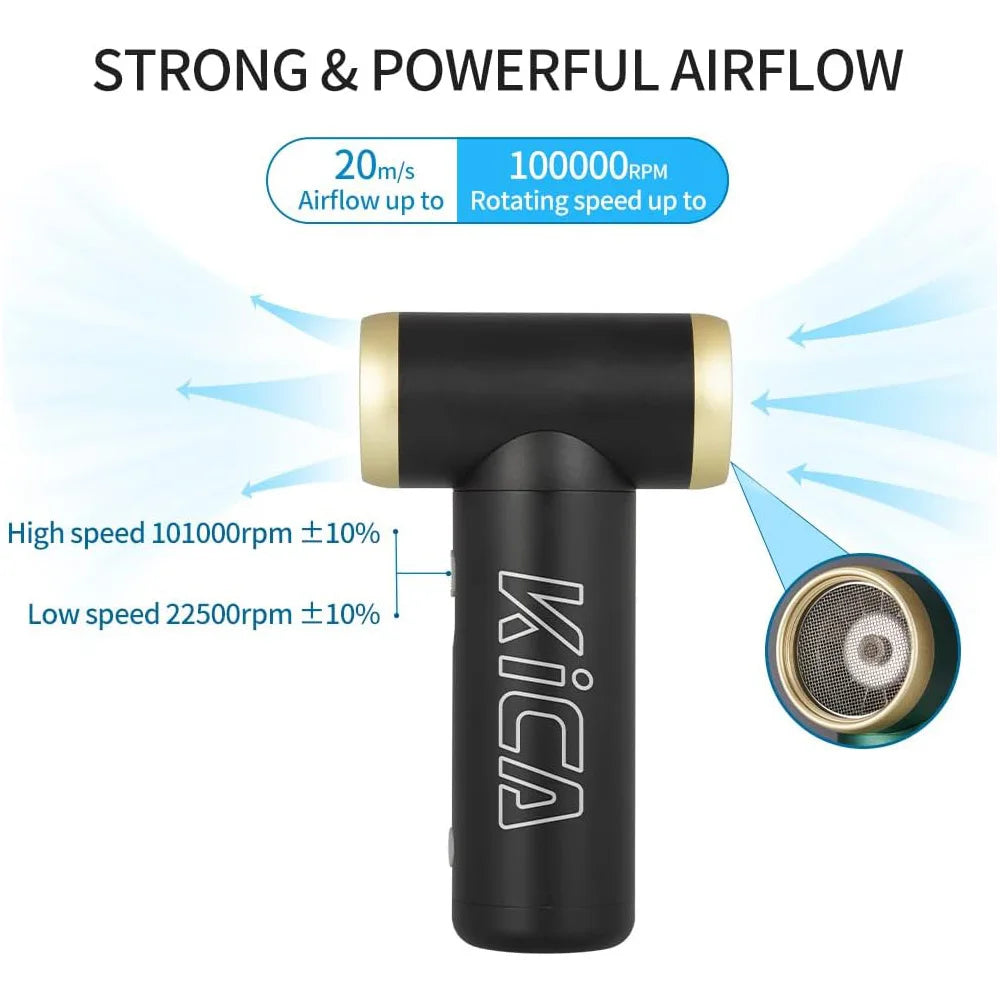 100000 RPM Jet fan, 2 Air Blower, Portable Turbo Fan, Compressed Air Duster, Wireless Computer Keyboard Cleaner for PC Car Camera
