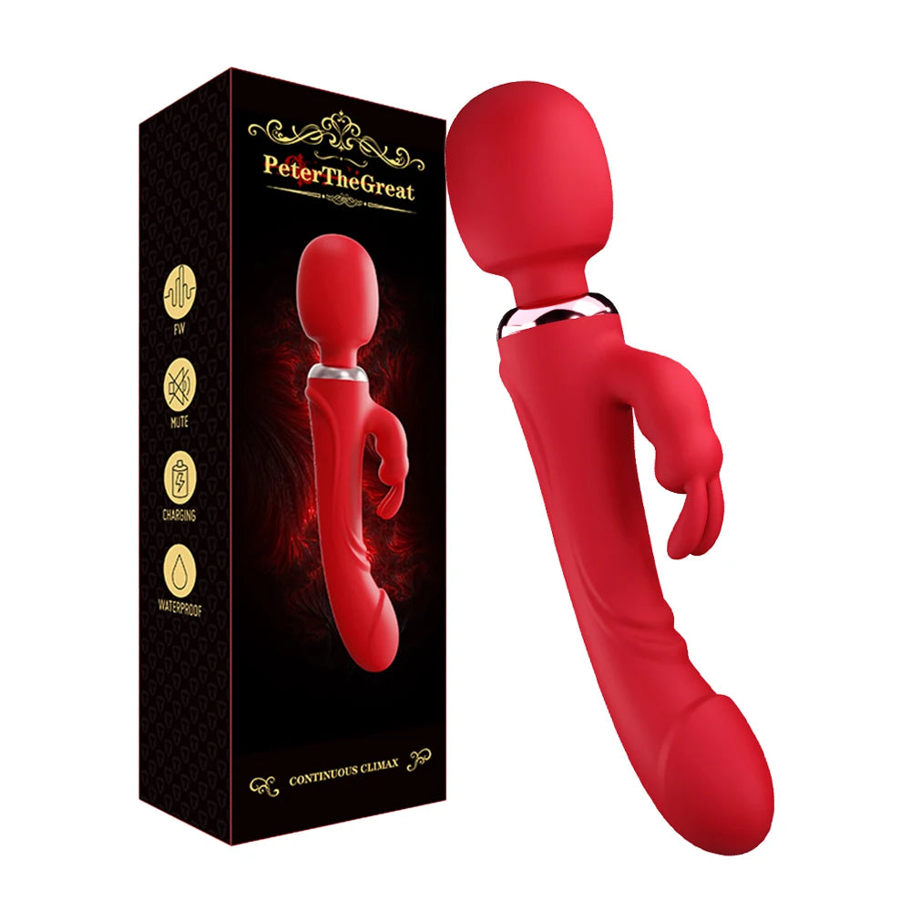 Classic G Spot Rabbit Wand Vibrator, 10 Powerful Vibrating Vagina Dildo, Clitoral, Anal, Stimulate Massager Sex Toy for Women Couple