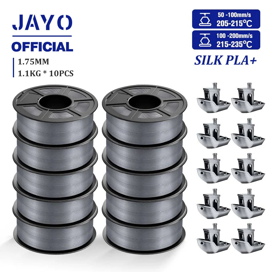 10Rolls SILK PLA+ 3D Filament, 1.75mm SILK PLA, Rainbow Filament for FDM 3D Printer, SILK Dual & Triple 3D Printing Materials