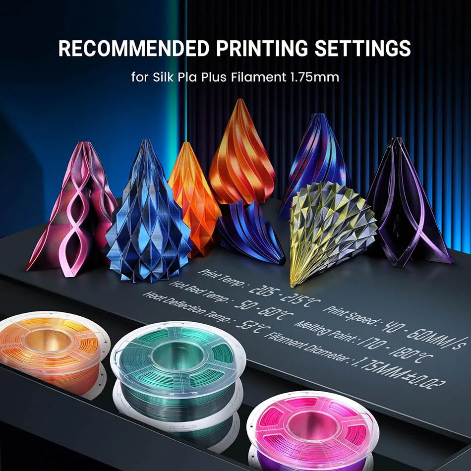 10Rolls SILK PLA+ 3D Filament, 1.75mm SILK PLA, Rainbow Filament for FDM 3D Printer, SILK Dual & Triple 3D Printing Materials
