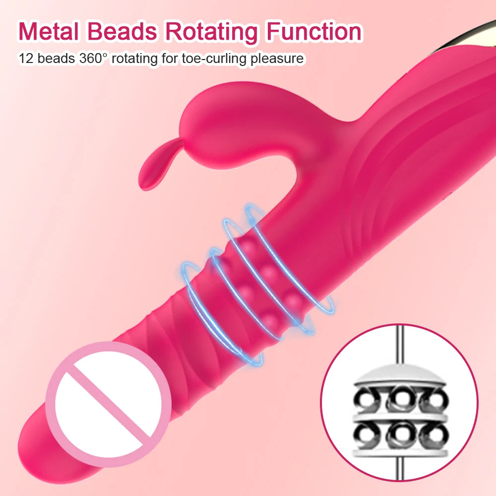 Rabbit Vibrator, Telescopic Vibration G Spot, Clitoris Stimulator, Dildo Vibrators, Female Nipple ,Masturbation Sex Toys for Women