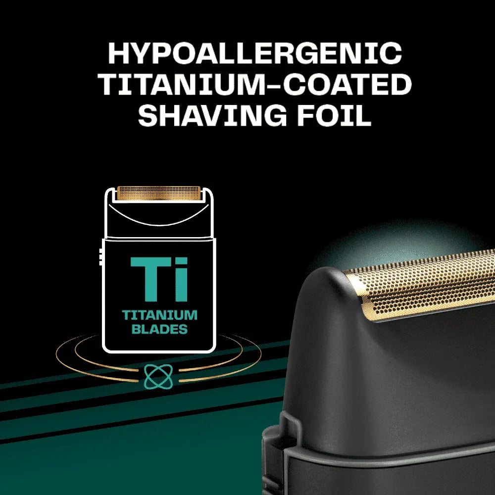 Titanium-Coated Hypoallergenic Foil Shaver, High-Speed Motor 8500 Strokes Battery, Powered Auto-Shutoff, Rinseable Blades Cordless