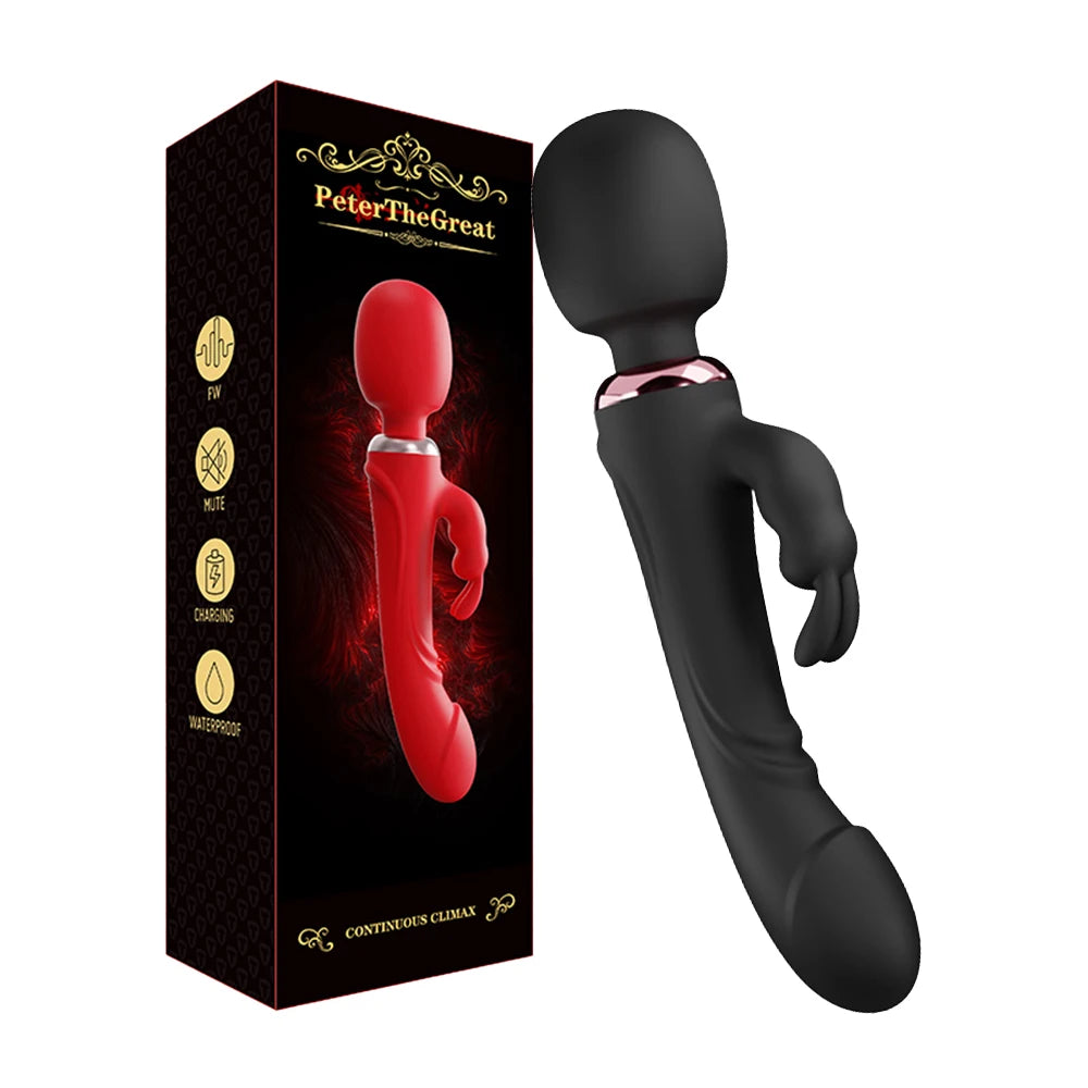 Classic G Spot Rabbit Wand Vibrator, 10 Powerful Vibrating Vagina Dildo, Clitoral, Anal, Stimulate Massager Sex Toy for Women Couple