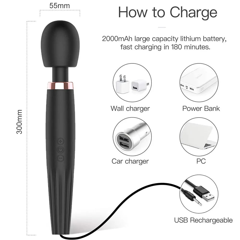Heating Vibrator, Powerful Dildo, AV Magic Wand, G-Spot Massager, Sex Toys for Women, Couples, Clitoris Stimulate Goods for Adult