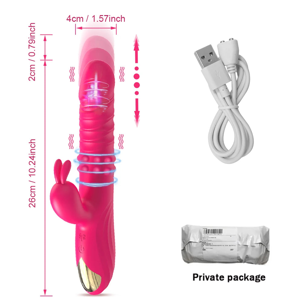 Rabbit Vibrator, Telescopic Vibration G Spot, Clitoris Stimulator, Dildo Vibrators, Female Nipple ,Masturbation Sex Toys for Women