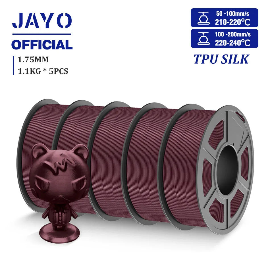 TPU SILK 3D Printer Filament 98A TPU Filament 1.75mm Silk Rainbow SILK PLA PLUS 3D Filament Glossy Silk Surface 5Rolls/set