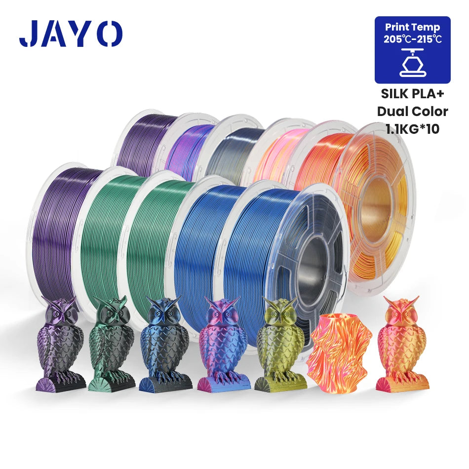 10Rolls SILK PLA+ 3D Filament, 1.75mm SILK PLA, Rainbow Filament for FDM 3D Printer, SILK Dual & Triple 3D Printing Materials