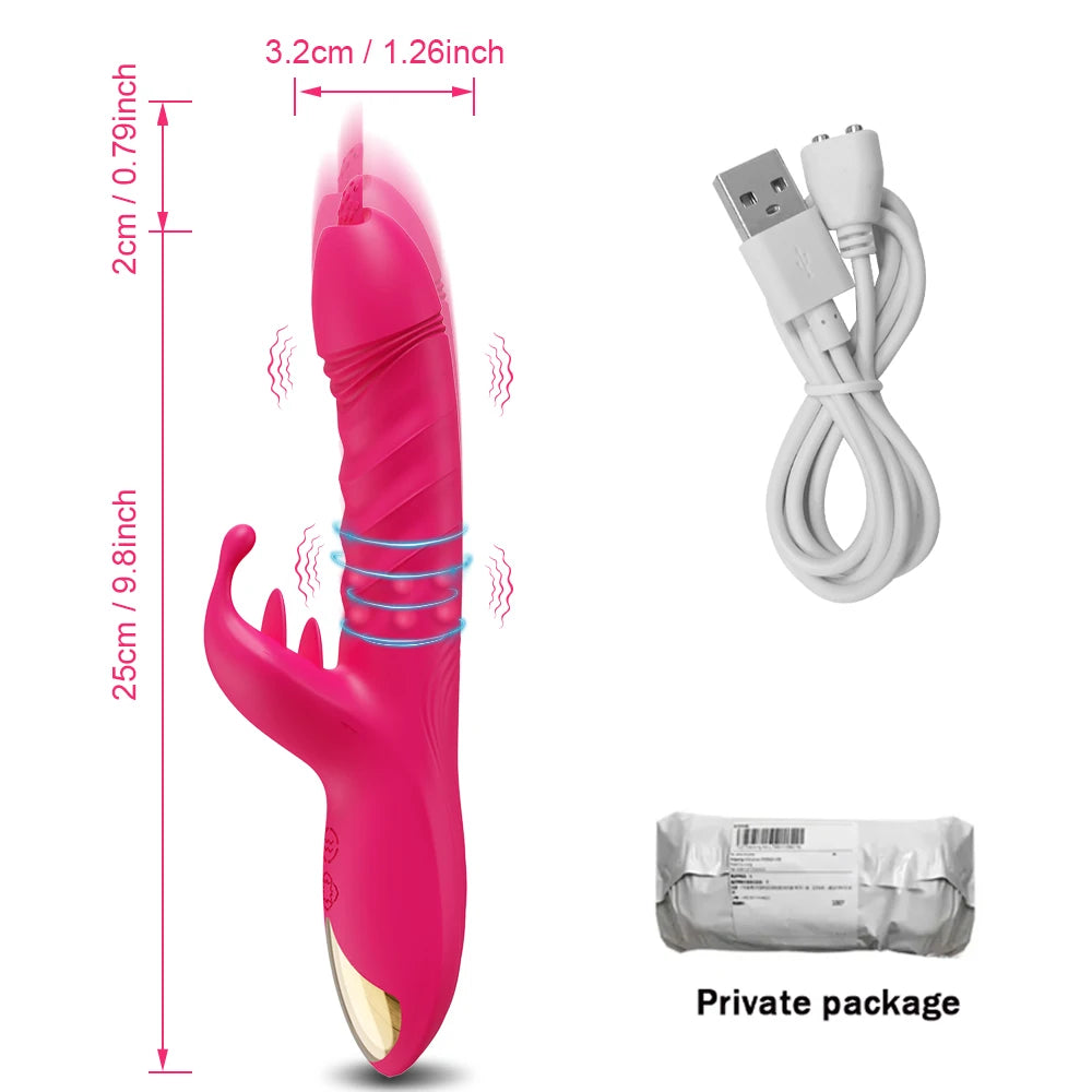 Rabbit Vibrator, Telescopic Vibration G Spot, Clitoris Stimulator, Dildo Vibrators, Female Nipple ,Masturbation Sex Toys for Women