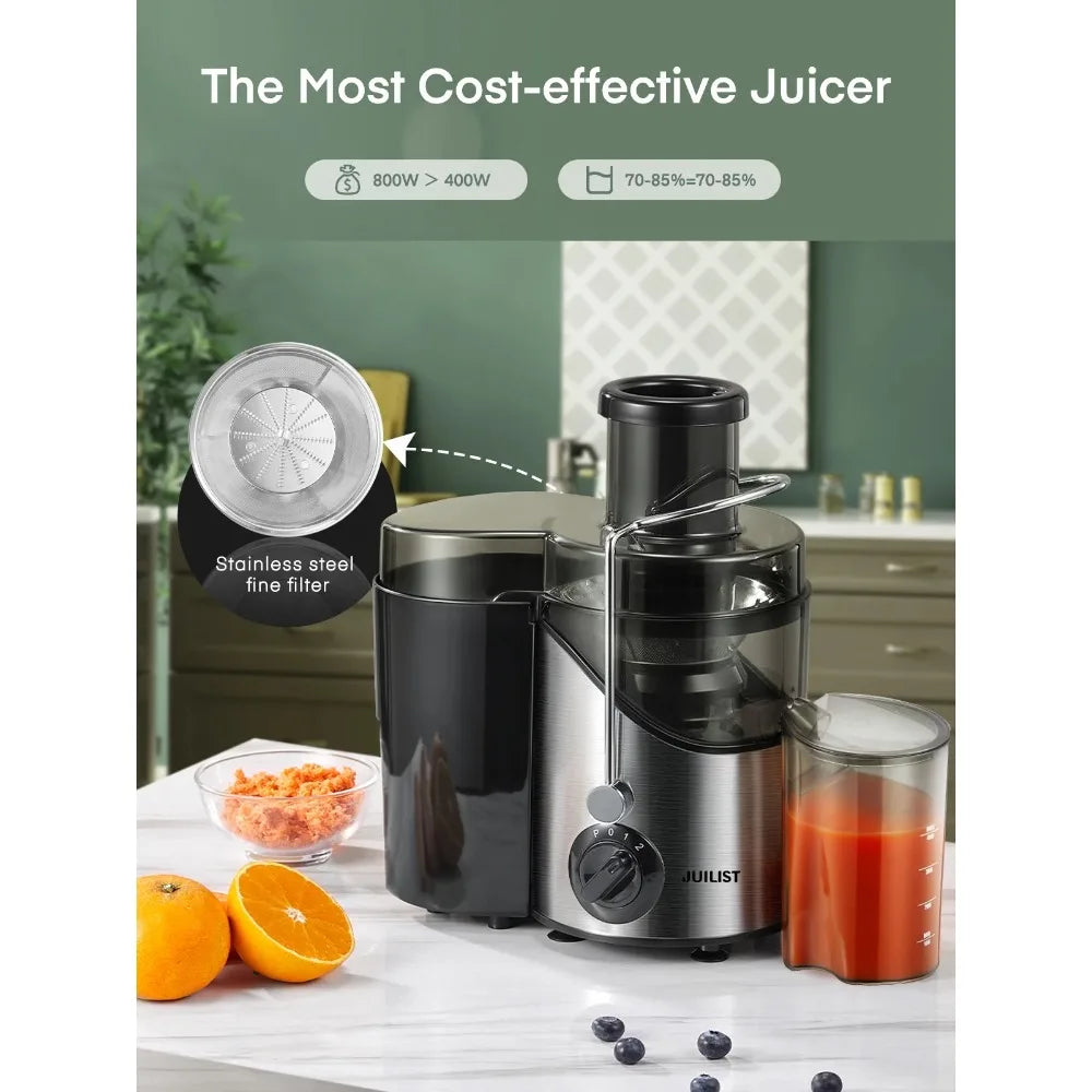 Juicer Machine Easy to Clean, 3" Feed Chute for Whole Fruit and Vegetable, Brush, Silver