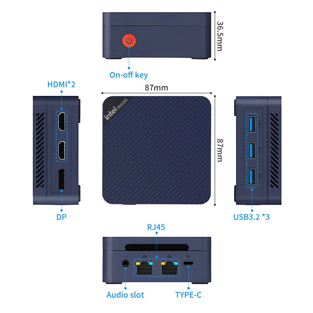 Pro Mini PC Intel Twin Lake N150 Processor LPDDR5 12GB RAM 512GB ROM Windows 11 Pro WiFi 5 BT5.2 Desktop Computer