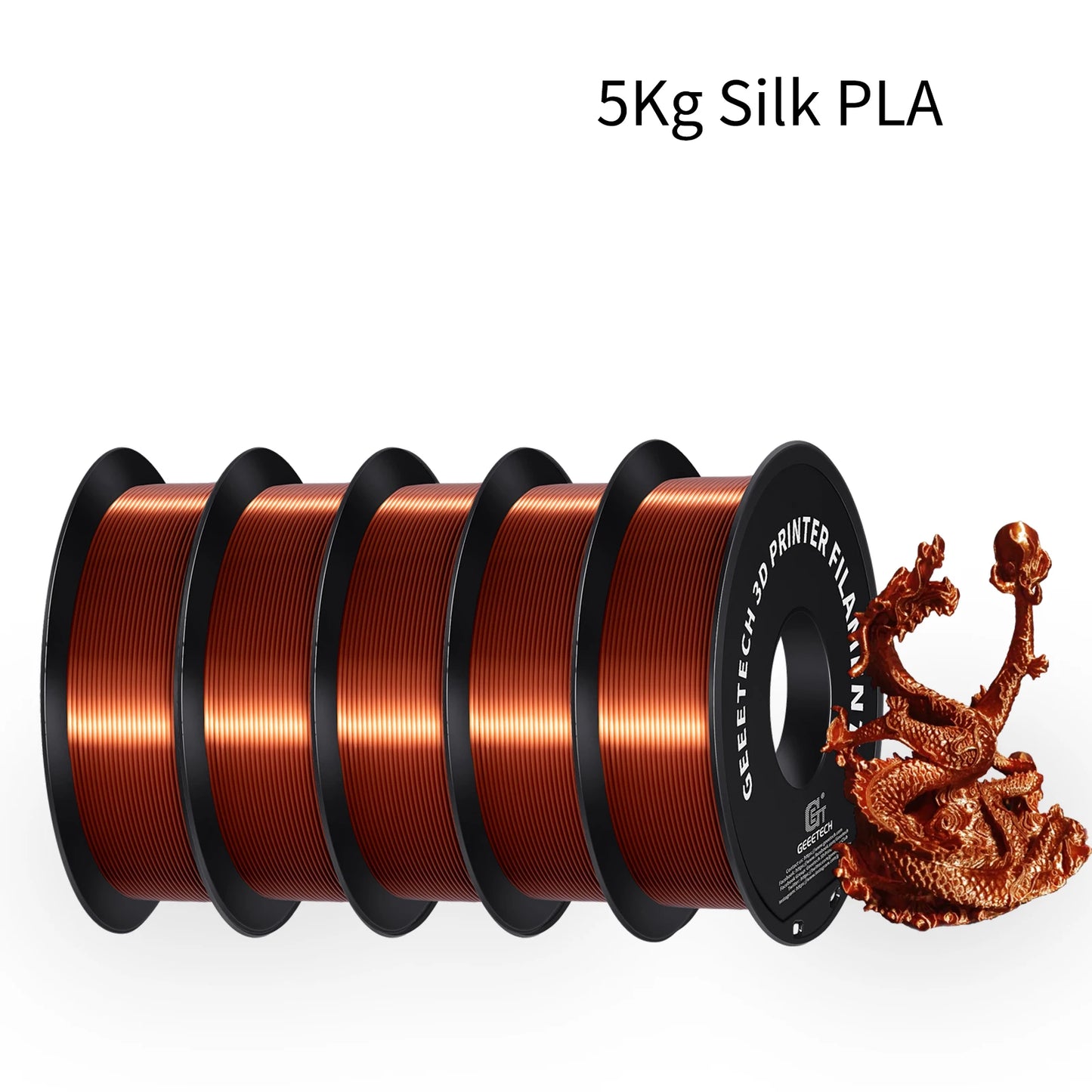 5Kg 3D Silk PLA Filament 1.75mm High Gloss Surface Neat Wrapped Dimensional Accuracy /-0.02mm Vacuum Packaging