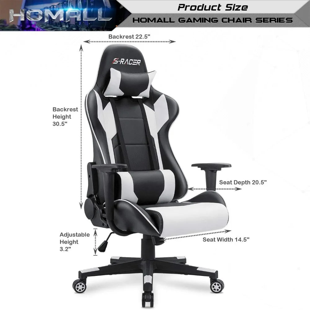 Gaming Chair, Office Chair High Back Computer Chair Leather Desk Chair Racing Executive Ergonomic Adjustable Swivel Task Chair
