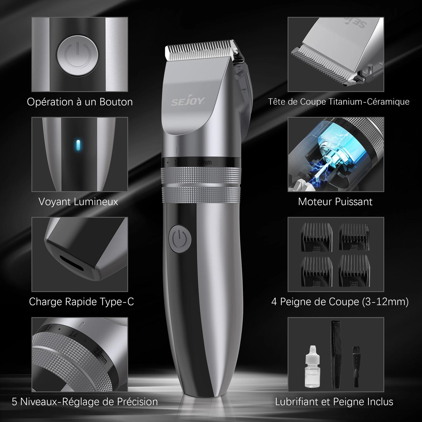 Electric Hair Clippers, Men Professional kit, USB Rechargeable Men's Barber Hair, Cutting Machine Beard Trimmer For Men Kids