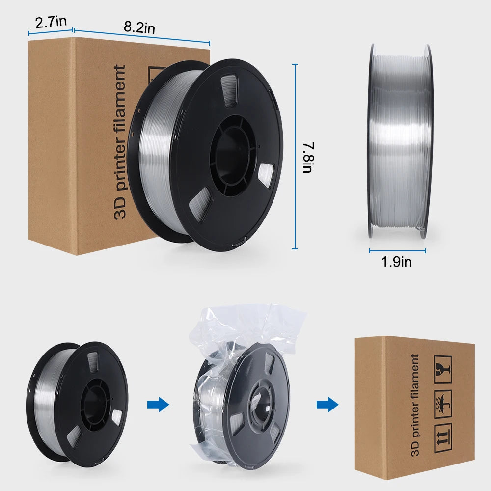 22LBS PETG Filament 3D Printer Filament 10 5 Rolls 1KG 1.75mm Bundle Multicolor Accuracy +/- 0.02mm 10kg 5kg PETG, Plastic Spool
