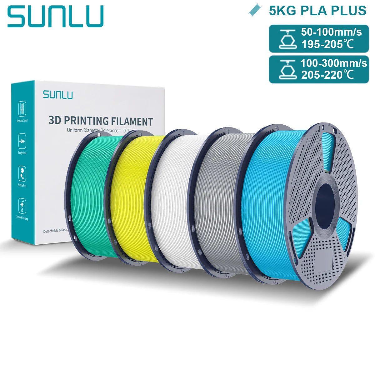 Pla Plus 3D Filament 1.75mm Good Toughness Multicolor Neatly Wound PLA+ Filaments for FDM 3D Printing Materials 5KG