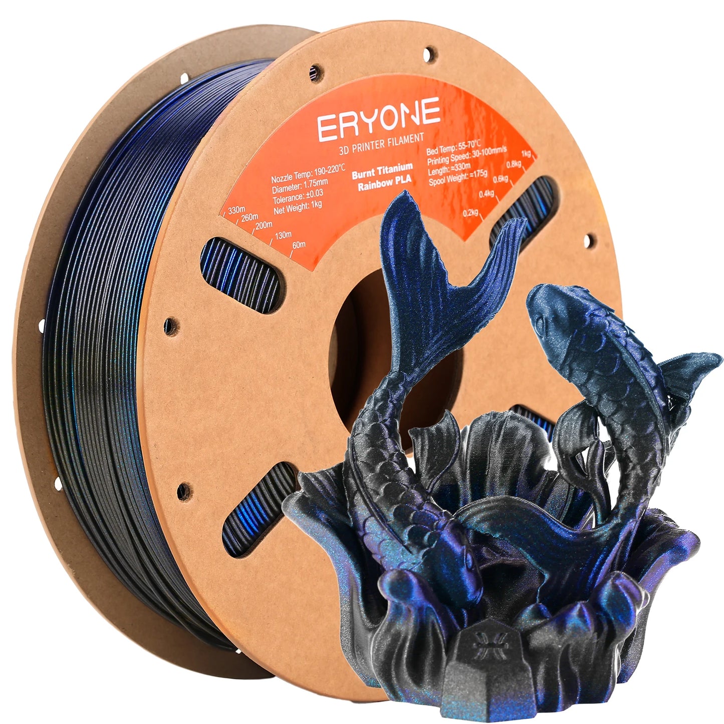 Clearance Burnt Titanium Rainbow PLA Filament 3D Printer 1.75mm +/-0.03mm, 1kg(2.2LBS)/Spool
