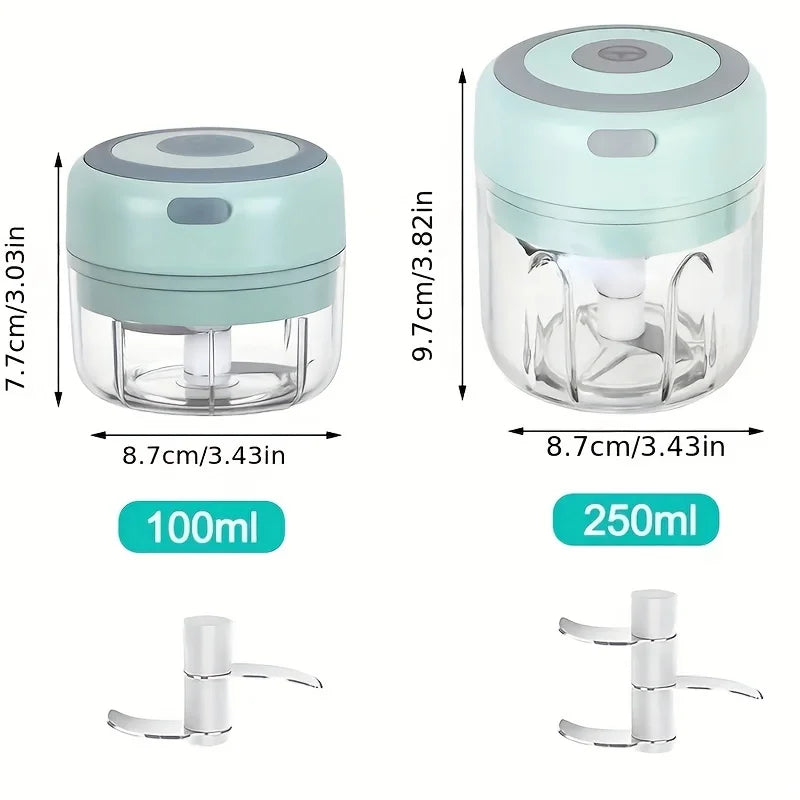 Electric Garlic Chopper Pro - Compact USB-Powered Crusher for Vegetables/Spices, Green Mini Chopper for Quick Prep