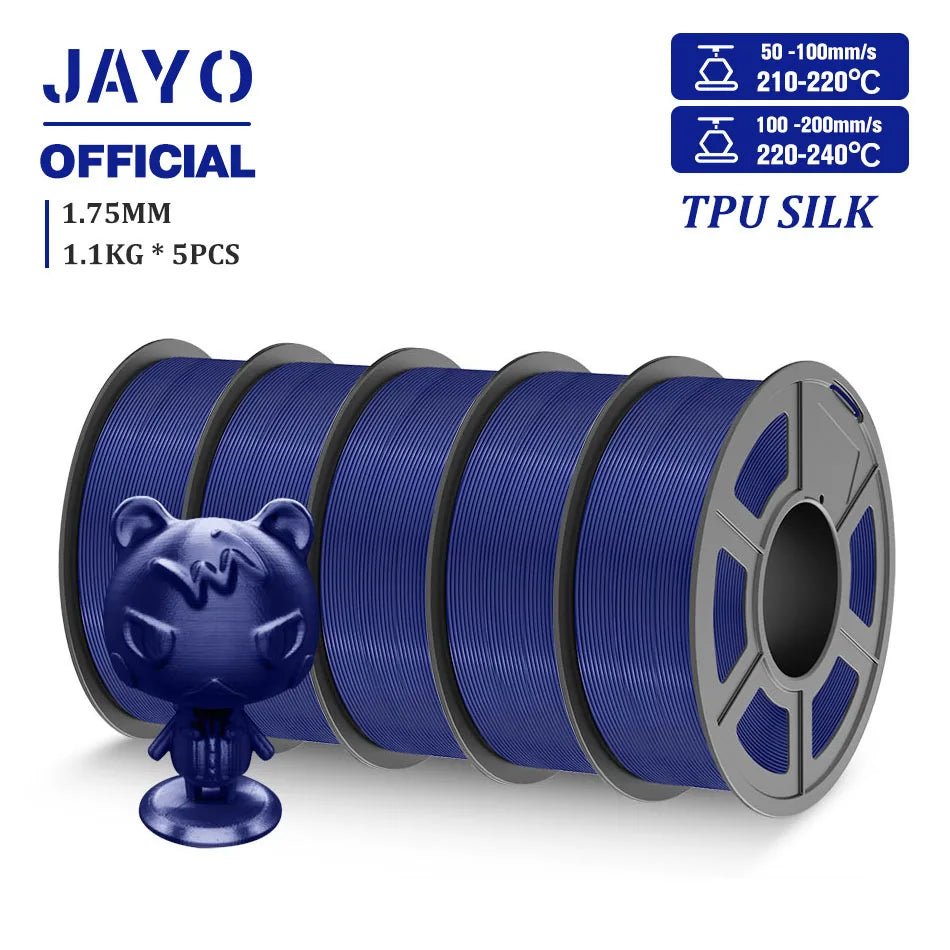 TPU SILK 3D Printer Filament 98A TPU Filament 1.75mm Silk Rainbow SILK PLA PLUS 3D Filament Glossy Silk Surface 5Rolls/set