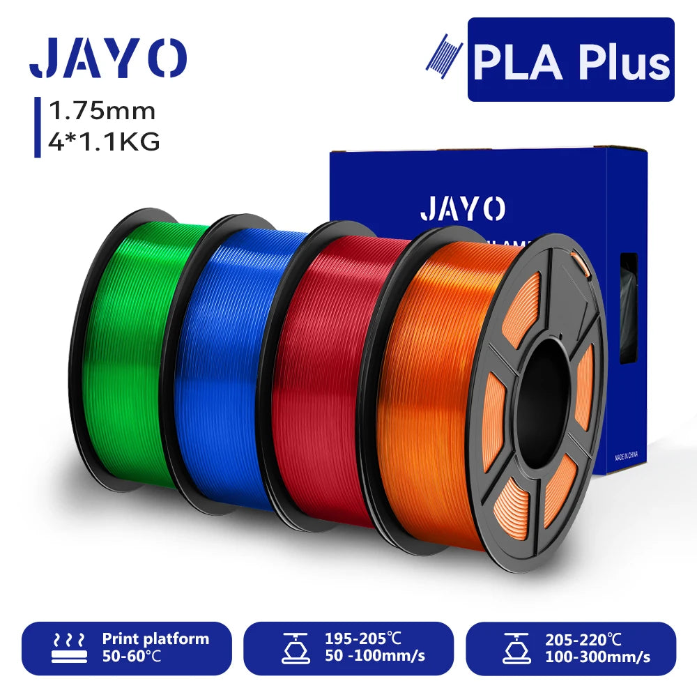 Filament 4 Rolls 1.75MM PLA Plus 3D Printer Filament 1.1KG/roll For FDM Neatly Wound Colorful 3D Printing Material
