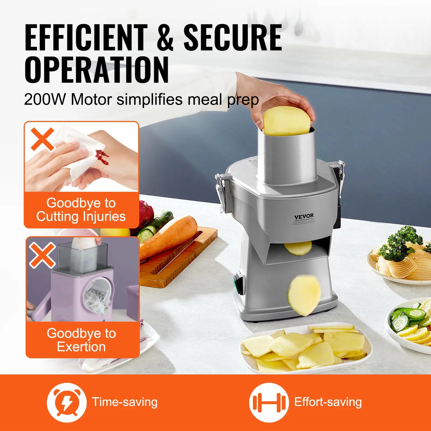 Electric Vegetable Slicer 4 in 1 Multifunctional Food Cutter 200W Vegetable Chopper for Slicing Shredding Dicing Slitting