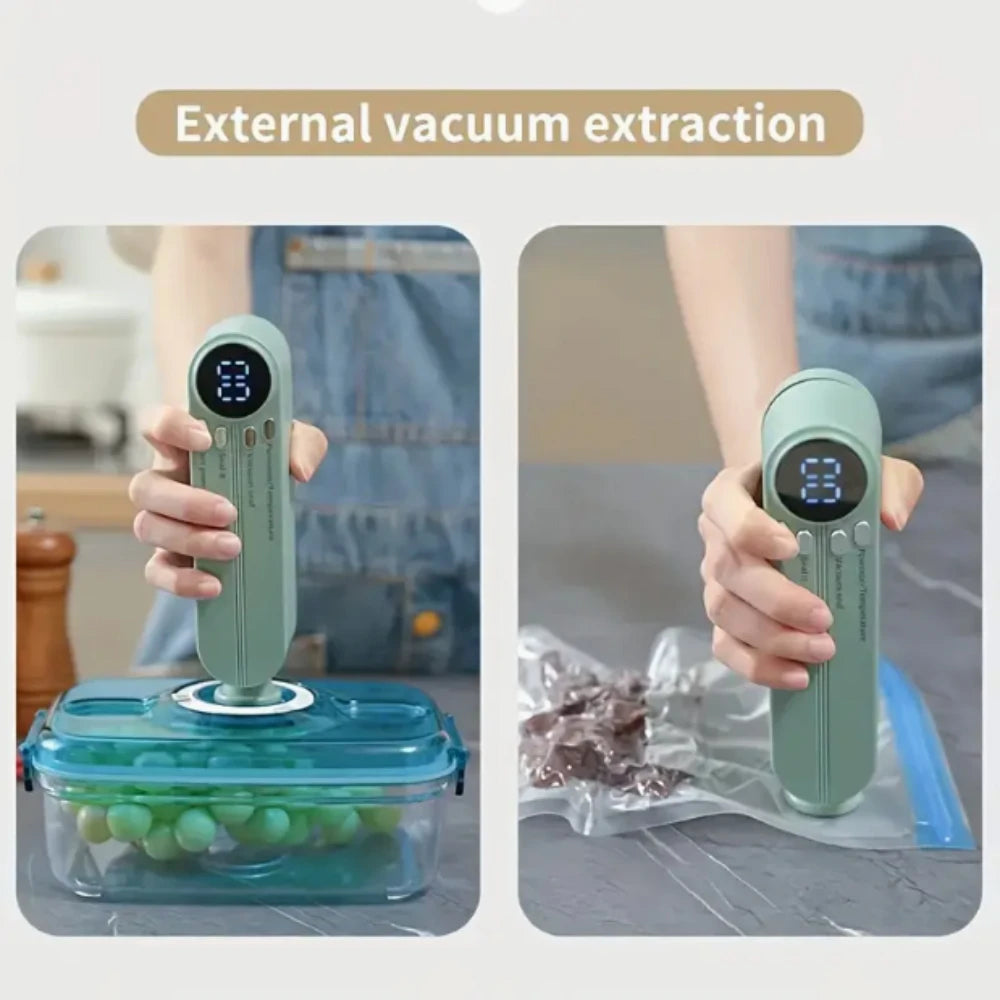 Compact Automatic Vacuum Sealer for Food Preservation, One-Touch Operation, Ideal for Snacks, Meat, Fruits, Veggies, Multi-Funct