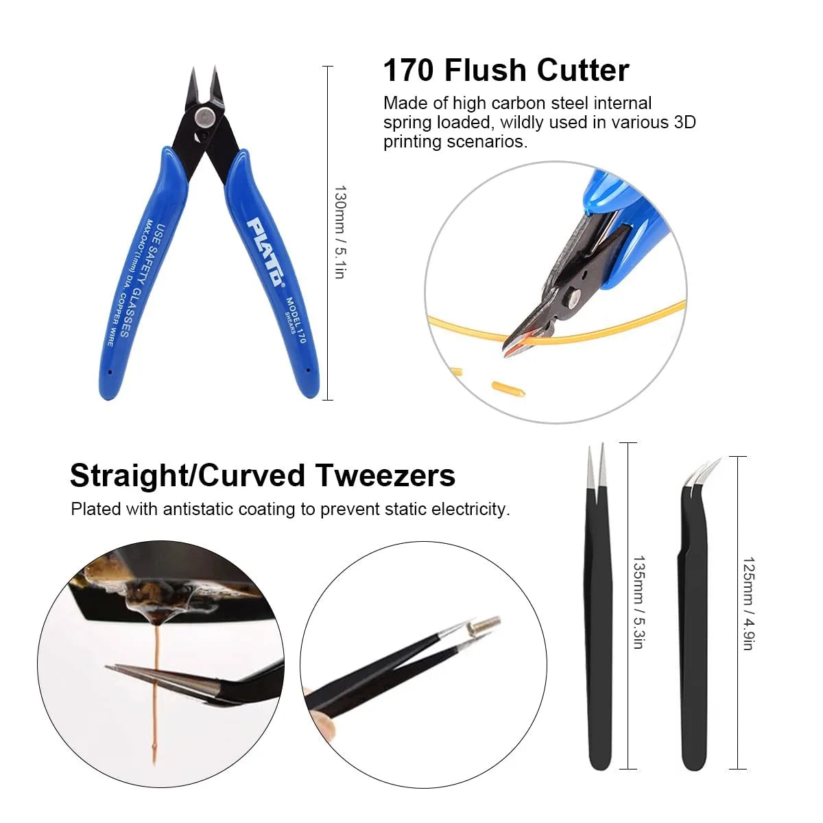 3D Printer Tool Kit, Nozzle Cleaner, Scraper, Tweezers, File & Engraving Tools for Maintenance