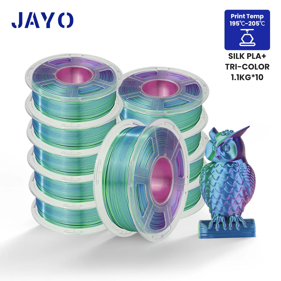 10Rolls SILK PLA+ 3D Filament, 1.75mm SILK PLA, Rainbow Filament for FDM 3D Printer, SILK Dual & Triple 3D Printing Materials