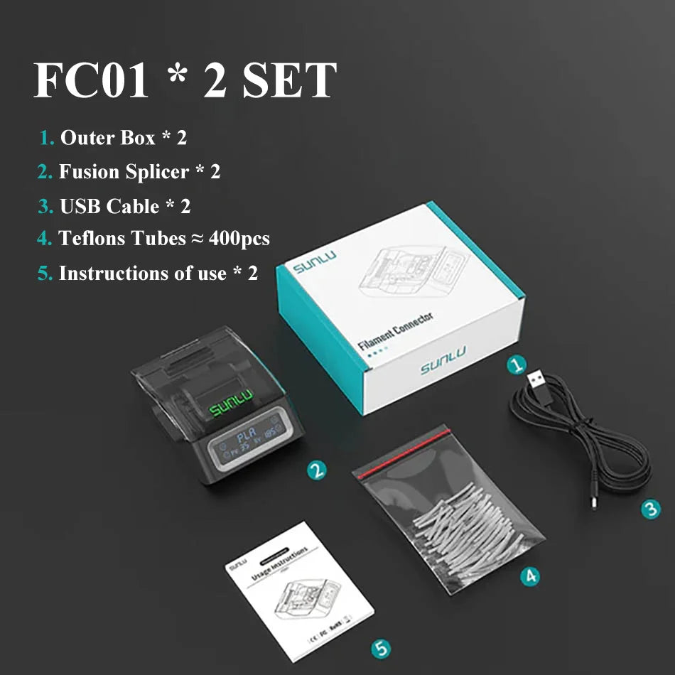 Filament Connetor For 3D Filament, 1.75mm PLA / ABS / PC / PCL / PA / PETG Fusion Splicer, 3D Printer Accessories