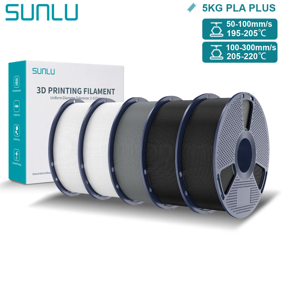 Pla Plus 3D Filament 1.75mm Good Toughness Multicolor Neatly Wound PLA+ Filaments for FDM 3D Printing Materials 5KG