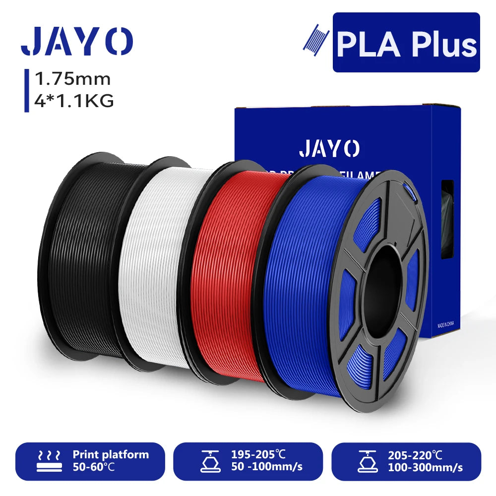 Filament 4 Rolls 1.75MM PLA Plus 3D Printer Filament 1.1KG/roll For FDM Neatly Wound Colorful 3D Printing Material