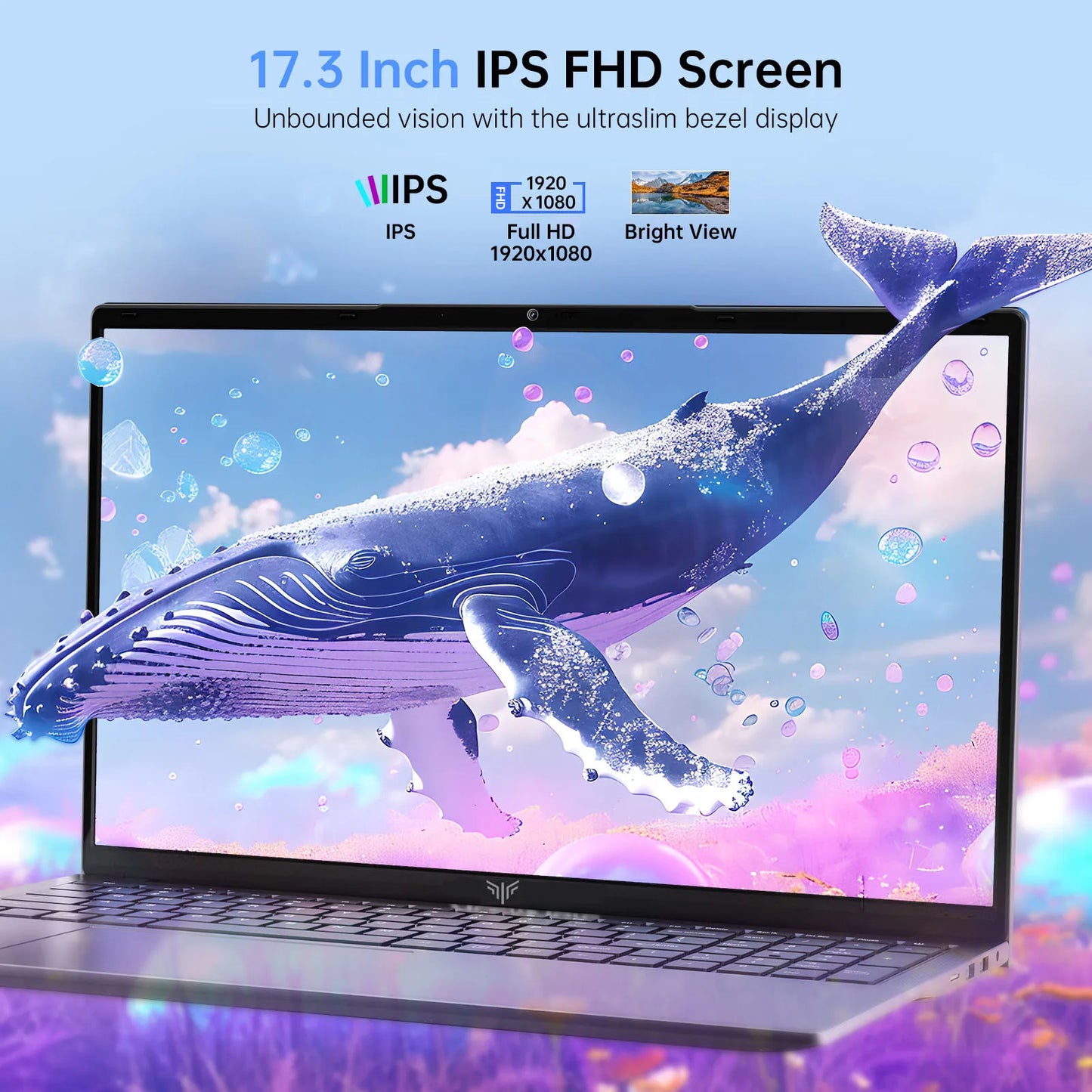 17.3inch Laptop with High Performance Quad Core-12th Alder Lake N97 Laptop Computer Spacious Storage 16GB RAM 512GB ROM