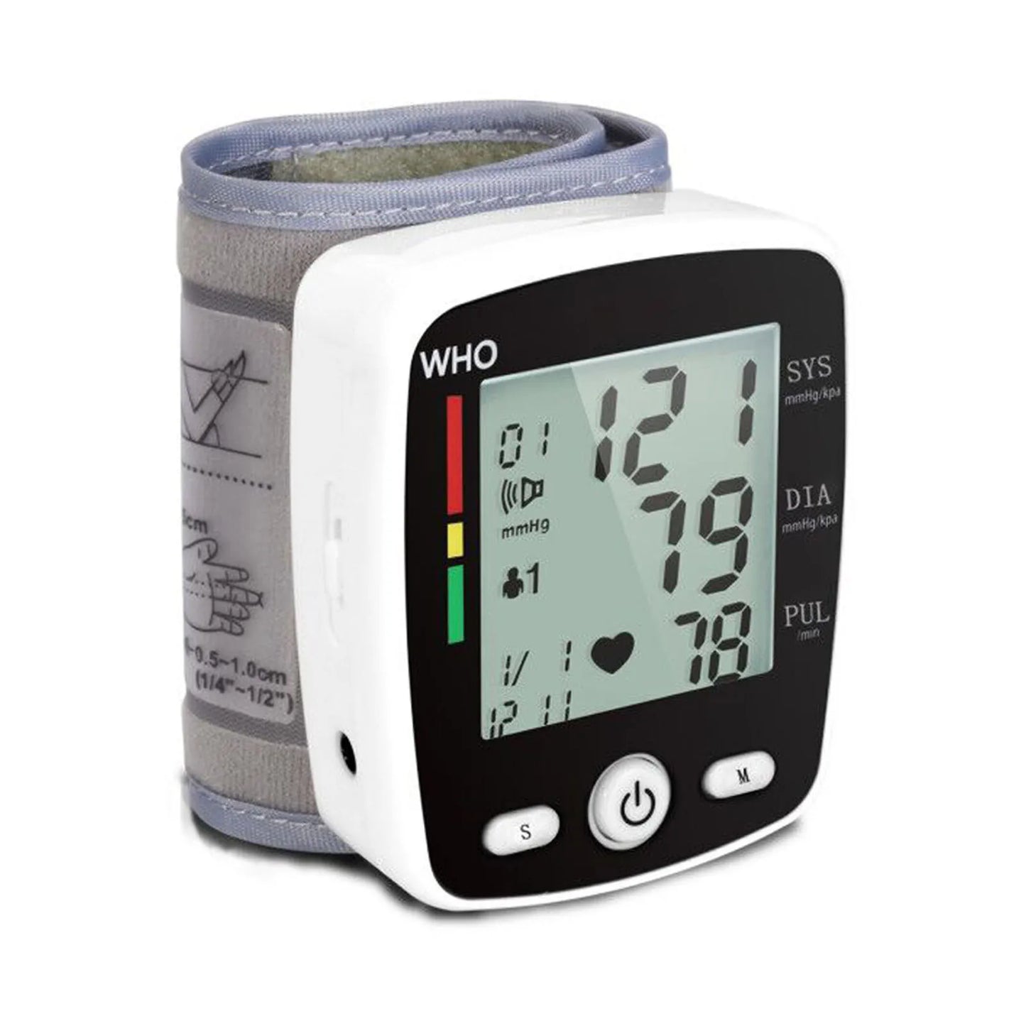 Digital Blood Pressure Monitor Wrist Tensiometer Electronic Sphygmomanometer Tonometer with LCD, 2 X 90 Memory Rechargeable