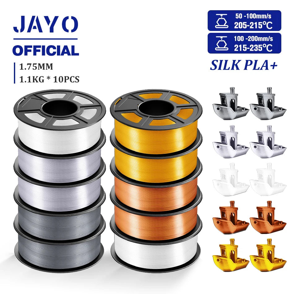 10Rolls SILK PLA+ 3D Filament, 1.75mm SILK PLA, Rainbow Filament for FDM 3D Printer, SILK Dual & Triple 3D Printing Materials