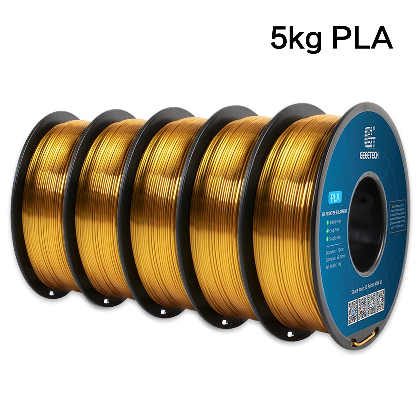 5Kg 3D Silk PLA Filament 1.75mm High Gloss Surface Neat Wrapped Dimensional Accuracy /-0.02mm Vacuum Packaging