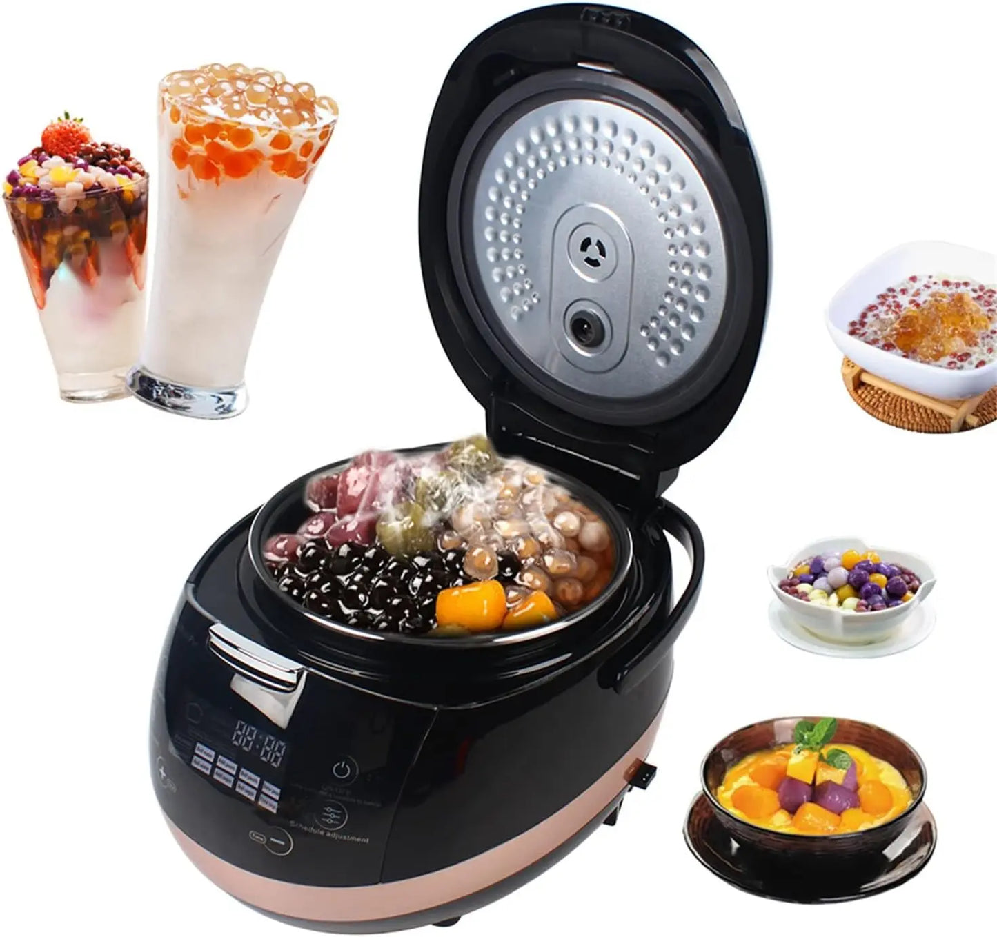 Commercial Fully Automatic Pearl Pot Black Tapioca Cooker Pearl Maker 5L, Touchscreen 110V, for Boba Tea & Bubble Tea & Milk Tea
