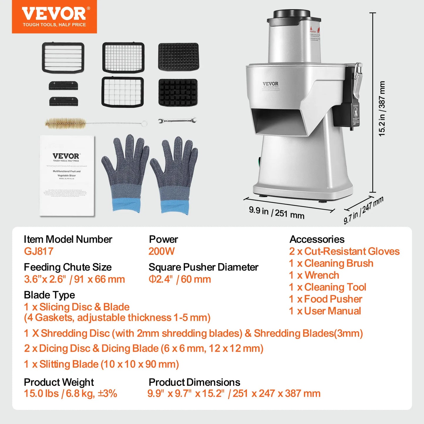 Electric Vegetable Slicer 4 in 1 Multifunctional Food Cutter 200W Vegetable Chopper for Slicing Shredding Dicing Slitting