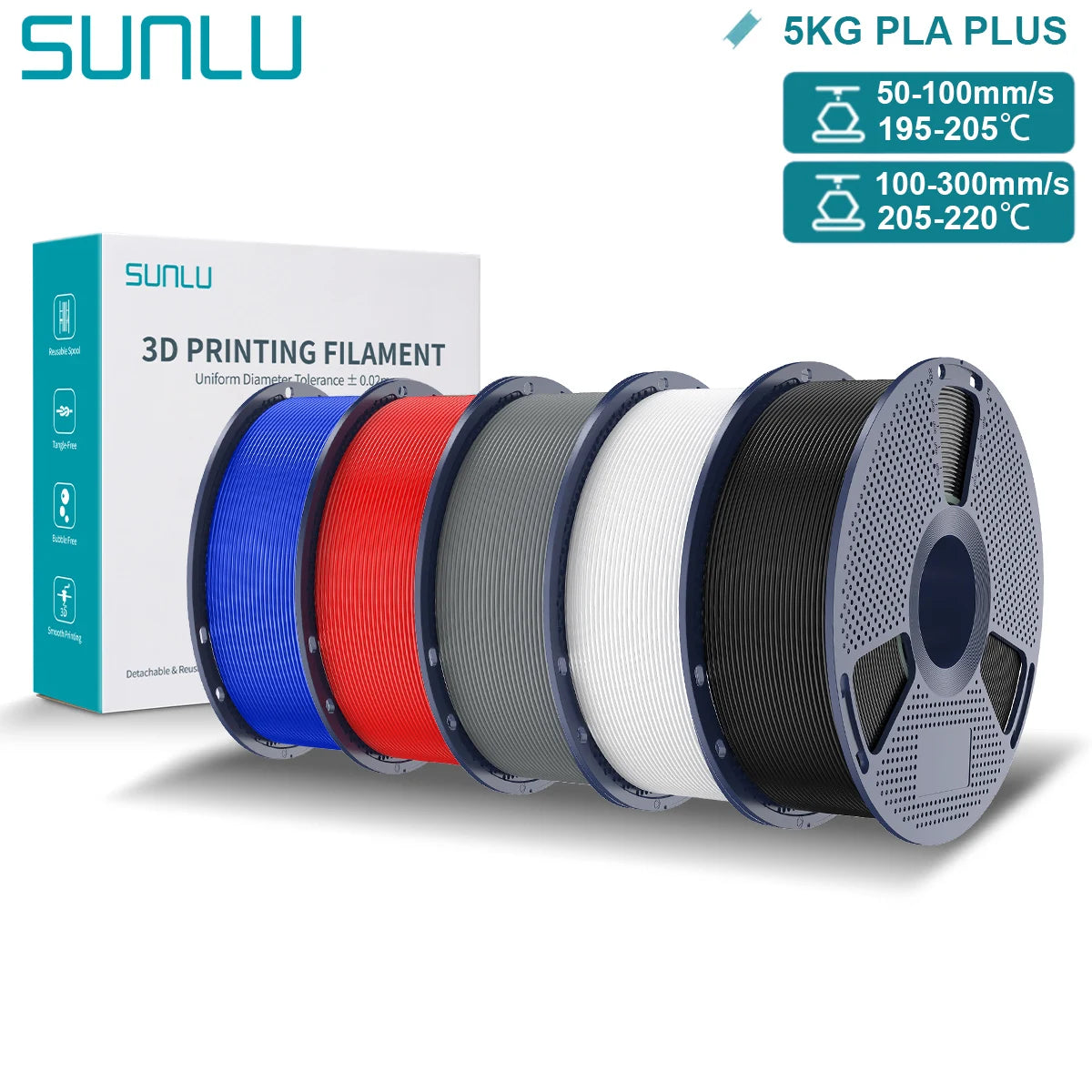 Pla Plus 3D Filament 1.75mm Good Toughness Multicolor Neatly Wound PLA+ Filaments for FDM 3D Printing Materials 5KG