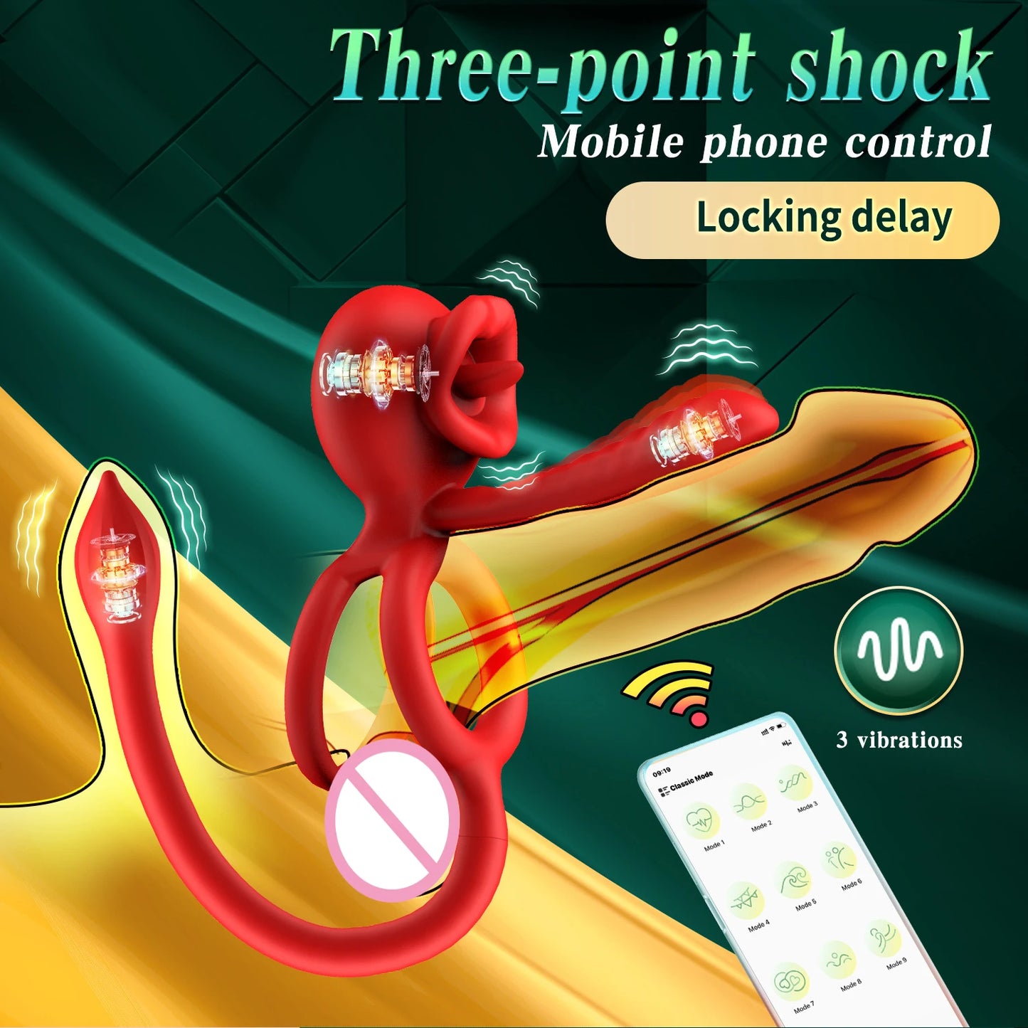 APP Vibrating Cock, Ring Sleeve Rose, Clitoral Vibrators, Tongue Clit Stimulator Anal Plug Prostate Massager Sex Toys for Men Women