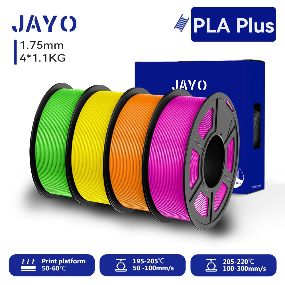 Filament 4 Rolls 1.75MM PLA Plus 3D Printer Filament 1.1KG/roll For FDM Neatly Wound Colorful 3D Printing Material