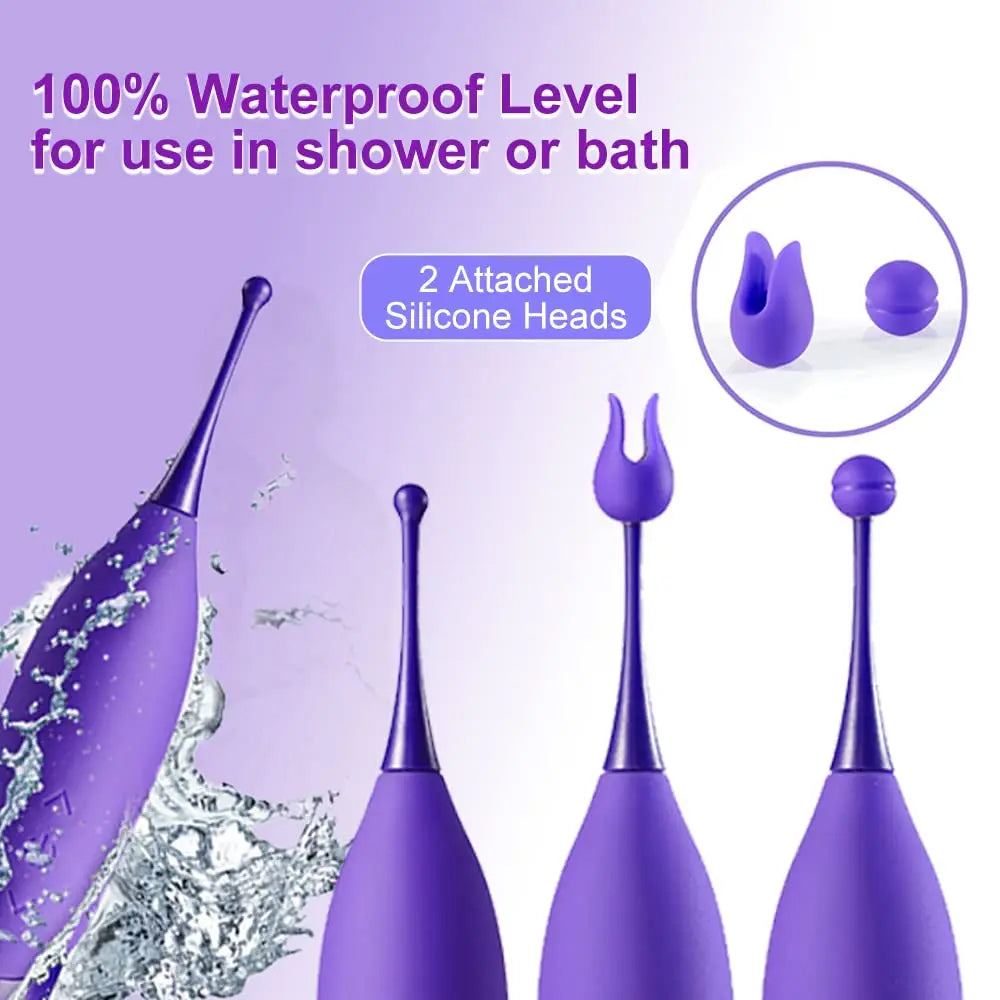 Mini Clitoris G Spot Vibrator for Women, 3 Attached Silicone Heads, Penis Clitoral Stimulator Wand 10 Vibrations Dildo Sex Toys 18