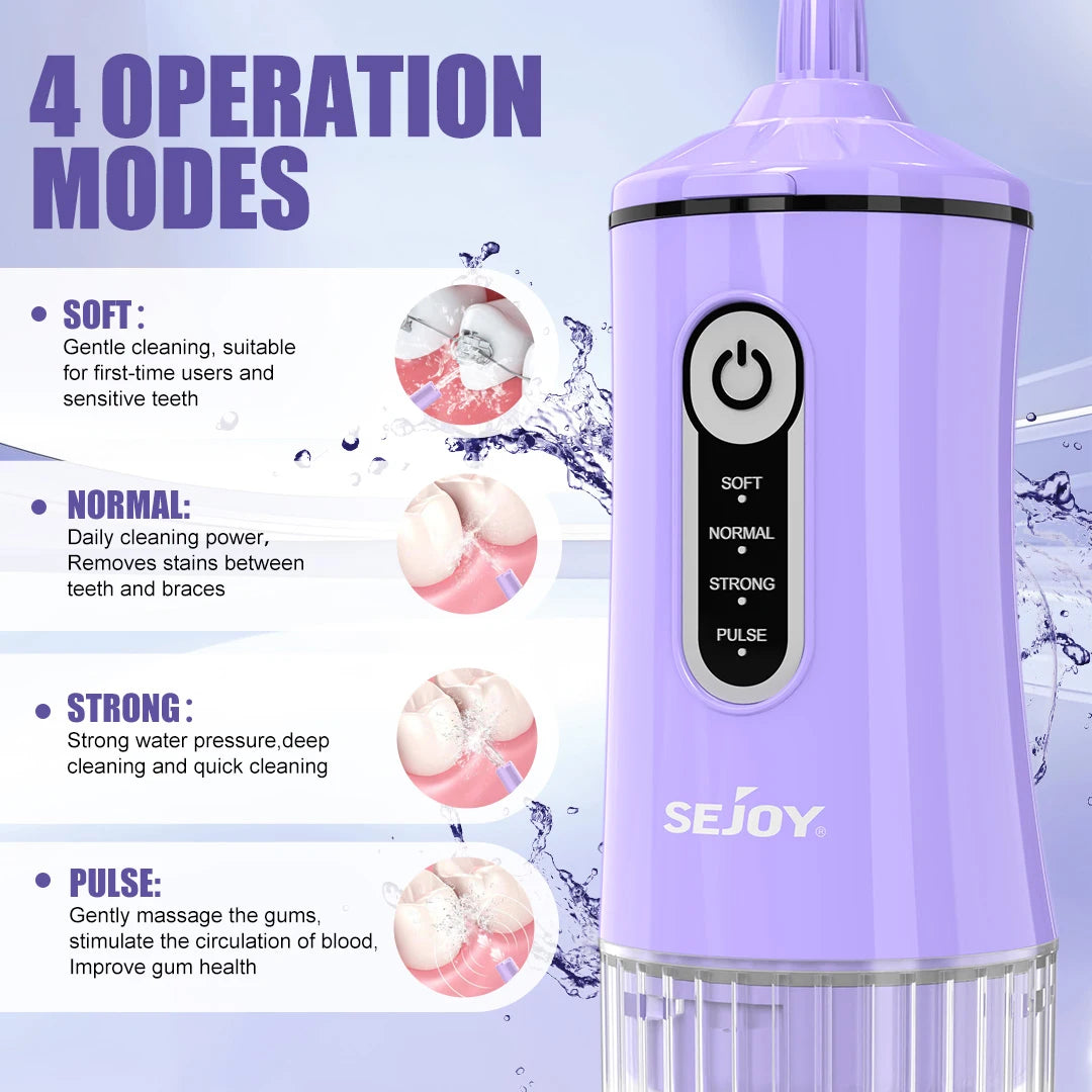 Water Dental Flosser for Teeth Cleaning Denture Brushes 4 Tips Cordless Portable Oral Irrigator for Home Travel